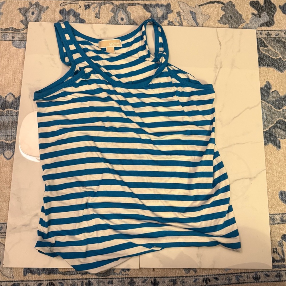 Michael Kors Blue and White Striped Tank Top